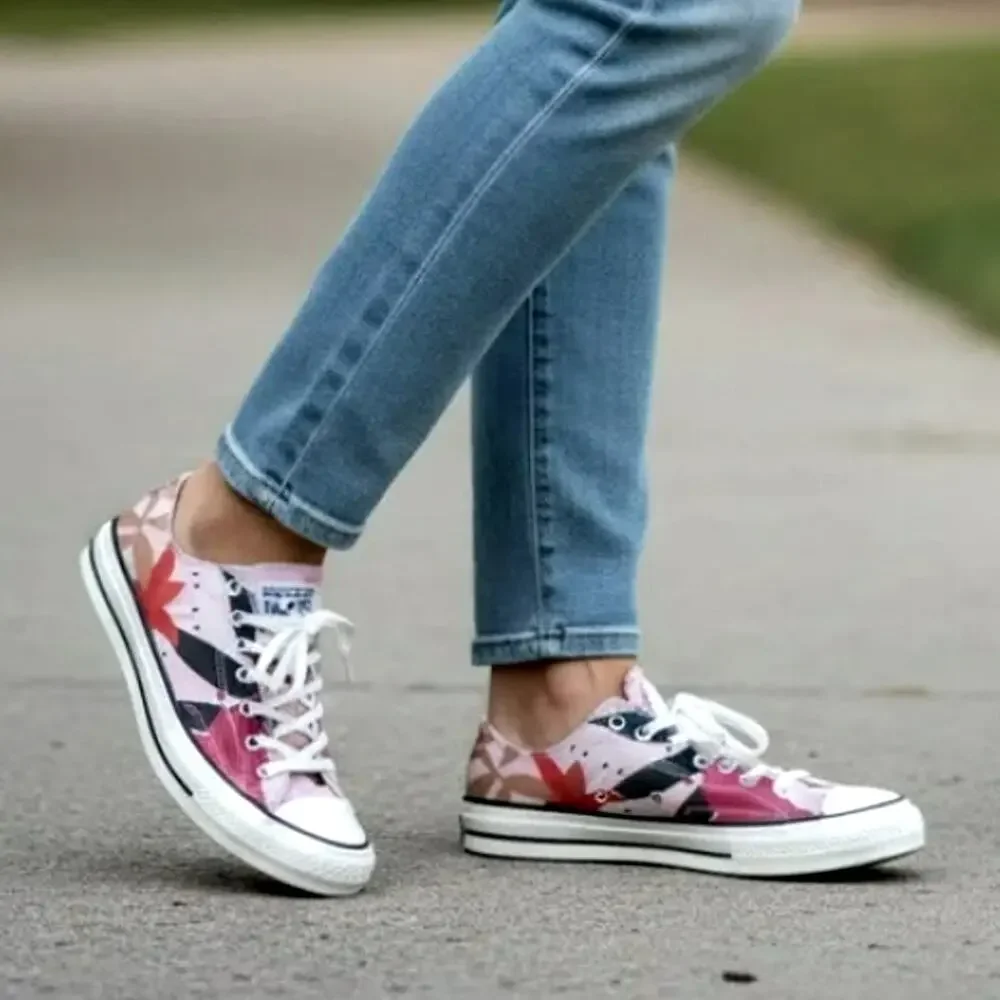 Converse Vintage Chuck Taylor Low Top Sneakers Womens 11 Floral Canvas Laced Up - Picture 3 of 11